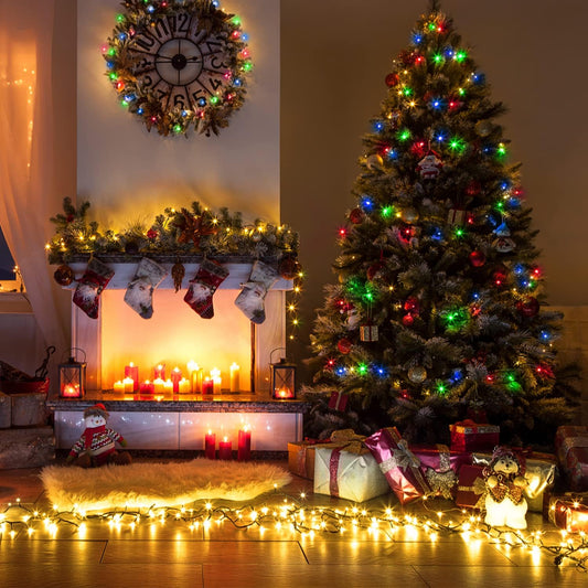 250 LED Warm White and Multicolor Christmas String Lights Indoor Outdoor Waterproof for Garden Patio Party Halloween Christmas Decorations